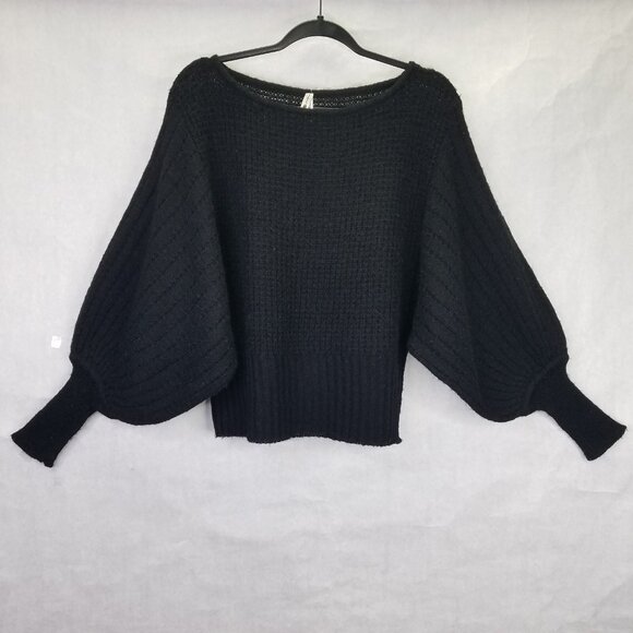 TESSORI Balloon Sleeve Sweater Women's XL Black Star Knit Mohair Wool Twee 60's - Picture 1 of 14